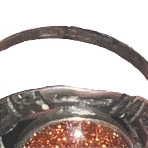 Vintage Navajo Sunstone Stamped Sterling Silver Ring from 1920's sz 4 - Picture 6 of 9